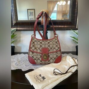 Y2K COACH Legacy Turn lock Hippie Flap Signature Shoulder Bag w/ Dust Bag